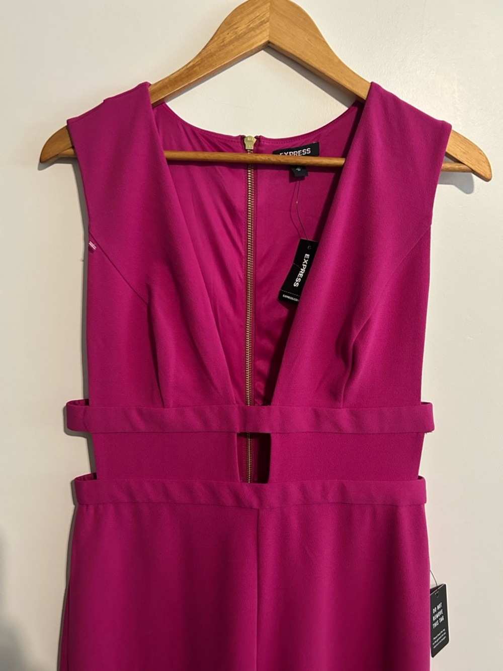 Express Sleeveless Cutout Jumpsuit with Gold Zipper
